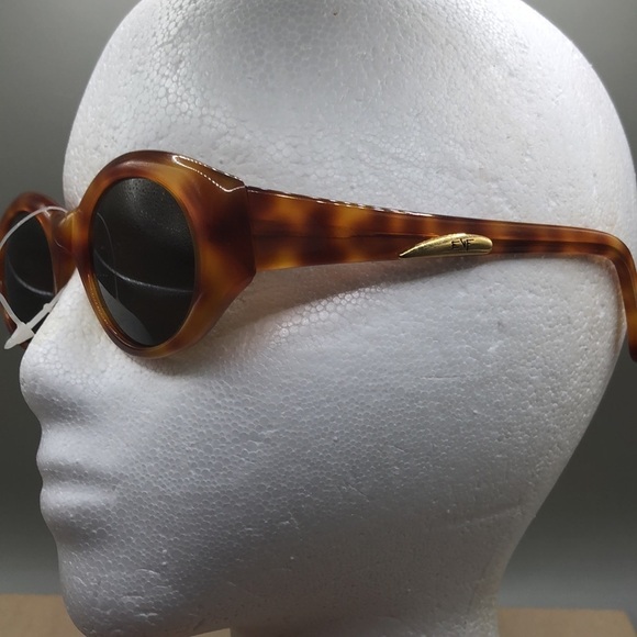 New old stock Egon Von Furstenberg sunglasses italy vintage MOD amber tortoise